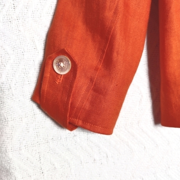 Lauren Ralph Lauren  Single Breasted 100% Linen Lined Orange Jacket Women Size 8 - Picture 8 of 14